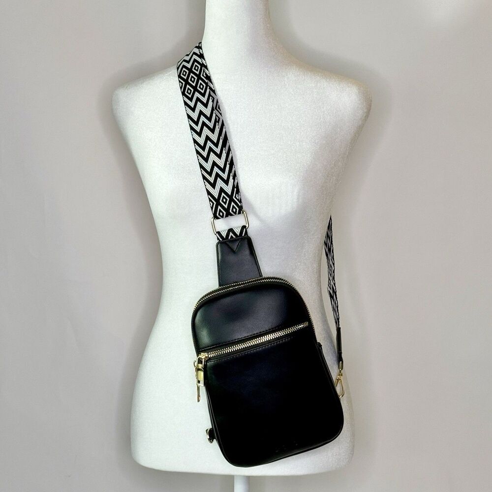 DIOMO Anti Theft Black Purse Crossbody Faux Leather Bag RFID Adj Travel Vacation
